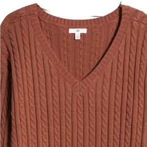 New 3X BrownCable Knit Cotton & Recycled Polyester Sweater. A chunky cable knit